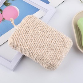 GANAZONO Esponja de Baño Exfoliante Corporal 2piezas Beige Diseño Doble Capa, Material Lino y Esponja para Limpieza Delicada y Potente en Ducha