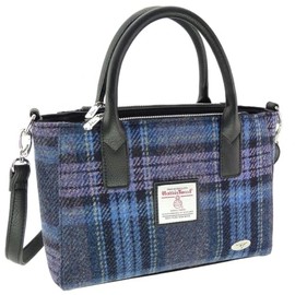 Glen Appin Harris Tweed Tote Handtasche - LB1228 Brora (Farbe 143 Blau & Lila), Farbe: 143 Blau und Violett, s