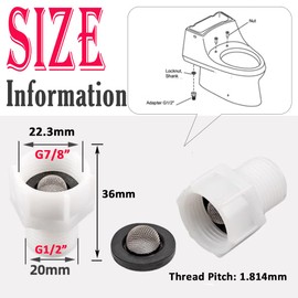 HATOOLHA Toilet Filling Valve Pipe Adapter, 7/8 Inch Female Thread to 1/2 Inch Male Thread, Bidet Hose Fitting, Pipe Adapter Connection (ABS White)