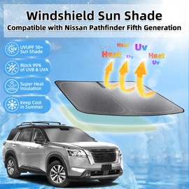 BSSorder Windshield Sun Shade for Nissan Pathfinder 2022-2024 2025 Windshield Sunshades for Pathfinder Accessories Foldable Sun Visor Front Window Sun Shades Cover Keep Cool Block UV Heat
