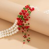 Christmas Pearl Necklace for Women Christmas Rhinestone Necklace Christmas Layered