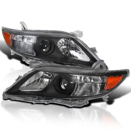 Spec-D Tuning Black Projector Headlights Compatible with 2010-2011 Toyota Camry All, Left + Right Pair Headlamps Assembly