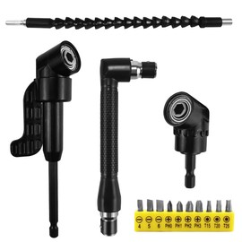 14-Piece Angle Screwdriver Attachment Set, 105° Angle Attachment for Cordless Screwdriver, Angle Drill Attachment, Flexible Shaft Drill Bit Holder, 1/4 Inch Hex Shank, Angle Gear, for Garage,