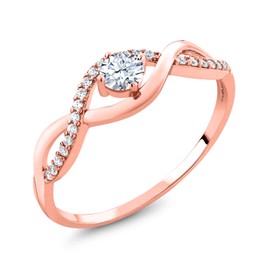 Gem Stone King 18K Rose Gold Plated Silver 4MM Round Gemstone Birthstone Infinity Ring | Wedding Engagement Anniversary Promise Ring For Women | Size 5,6,7,8,9