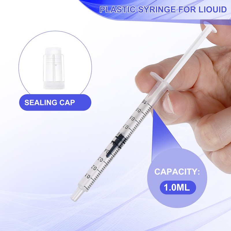 24 Pack of 1ml Plastic Syringes with Caps - Sterile,