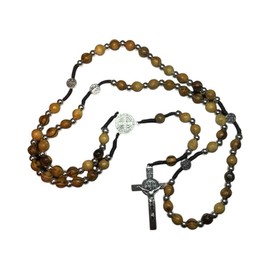 Saint Benedict Rosary/Necklace Handcrafted in Bethlehem & Jerusalem from holy land olive wood with Authenticity Certificate