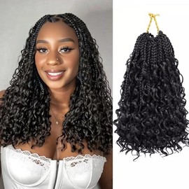 Goddess Bohemian Box Braids Crochet Hair 8 Packs - 1B 12 Inch