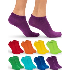 OCERA Women's Trainer Socks, 8 or 16 Pairs, Comfortable Trainer Socks in Many Colours and Patterns, Comfortable, Skin-Friendly and Soft Cotton Socks, 8x multicoloured, 35 - 38