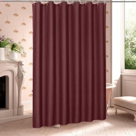 MitoVilla Burgundy Shower Curtain 72 x 78, Wine Red Long Waffle Fabric Shower Curtains for Modern Luxury Bathroom Decor, Heavy Duty Hotel Cloth Shower Curtains 78 inch Long