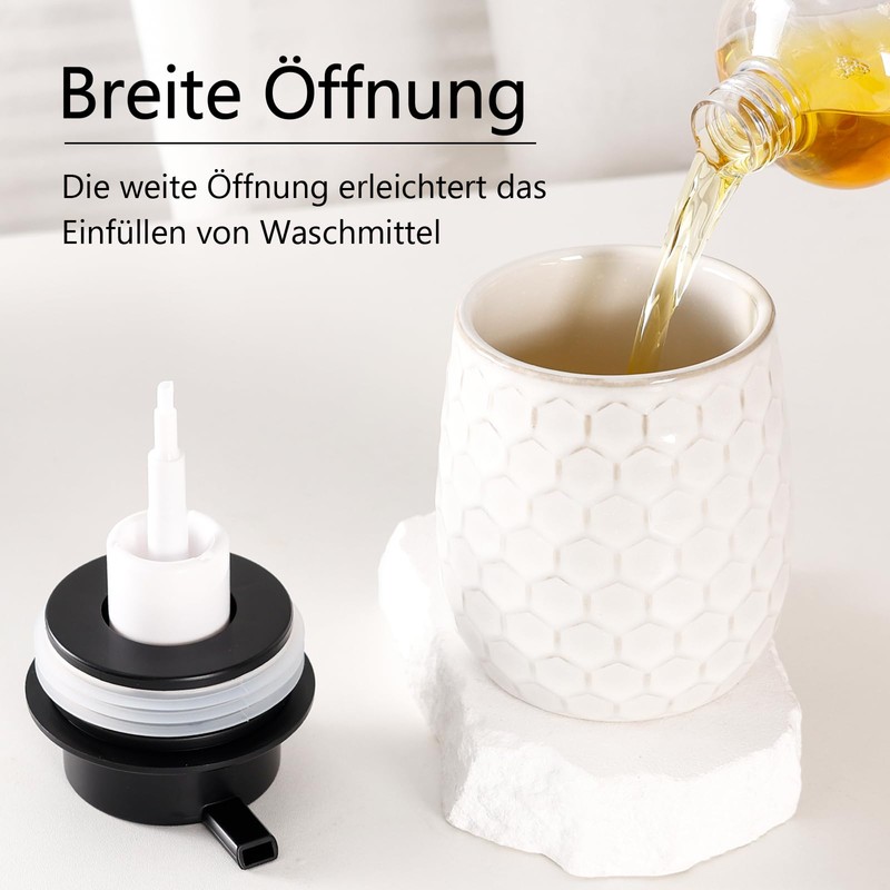 Umlaca Soap Dispenser, Refillable Ceramic Soap Dispenser, 400 ml, Large