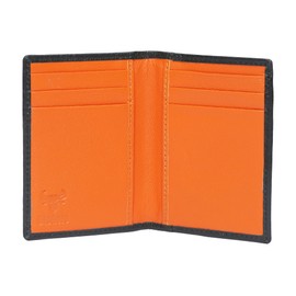 diodoro Men Women Leather Credit Card Holder Wallet, Super Slim, Small Compact Minimalist RFID Blocking Ideal for Travel - Orange