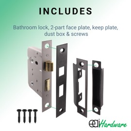 EAI Matt Black Bathroom Lock - Fire Rated & CE Approved Mortice Door Lock 80mm / 3 Inch - Pack of 2