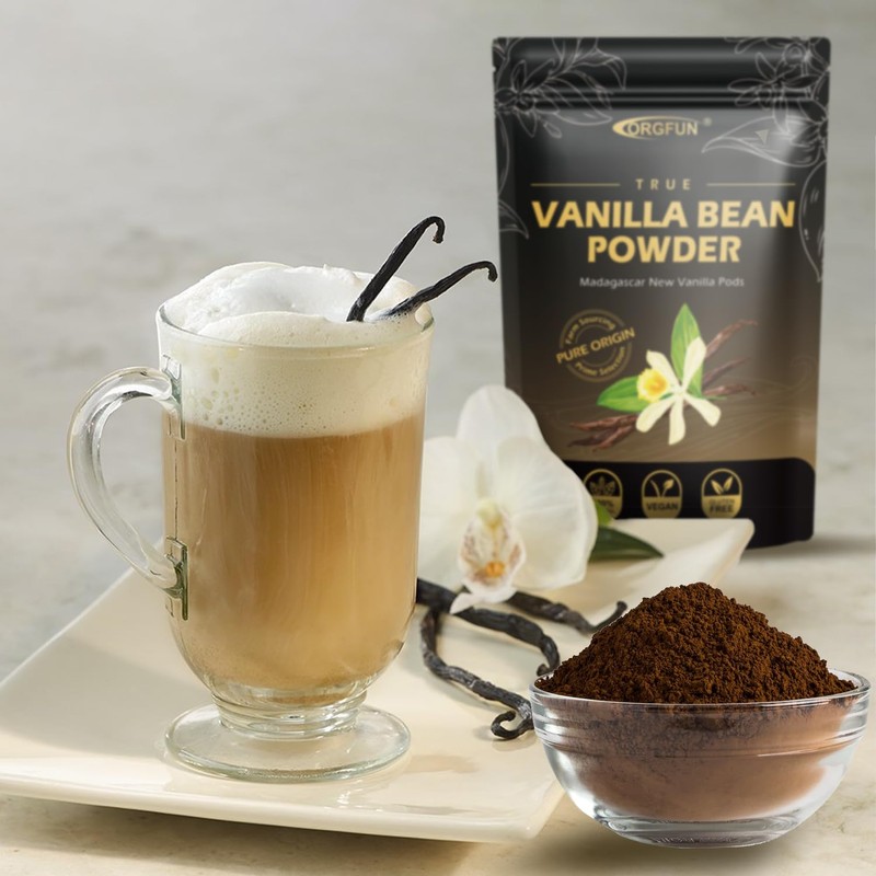 ORGFUN Vanilla Bean Powder 3.53 Oz, Native Ground Madagascar Vanilla