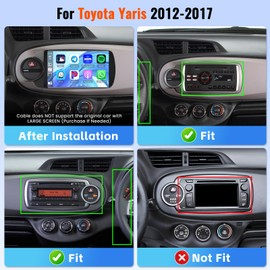 Realdio Android Car Stereo for Toyota Yaris 2012-2017 with 9 Inch Touch Screen Wireless CarPlay Android Auto Bluetooth 2GB+64GB EQ 26UI Split Screen AHD Rear Camera
