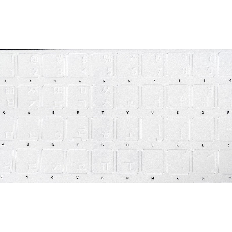 Korean Keyboard Label with White Lettering Transparent for Computer LAPTOPS