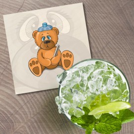 Unbranded Sick Teddy Bear Funny Animal 4'' X 4'' Square Wooden Coaster