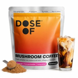 DOSE OF | Café con Hongos Adaptógenos | Mushroom Coffee Soluble | Melena de León 500mg, Chaga 500mg y L-Teanina 200mg | Energía y Concentración | Noot