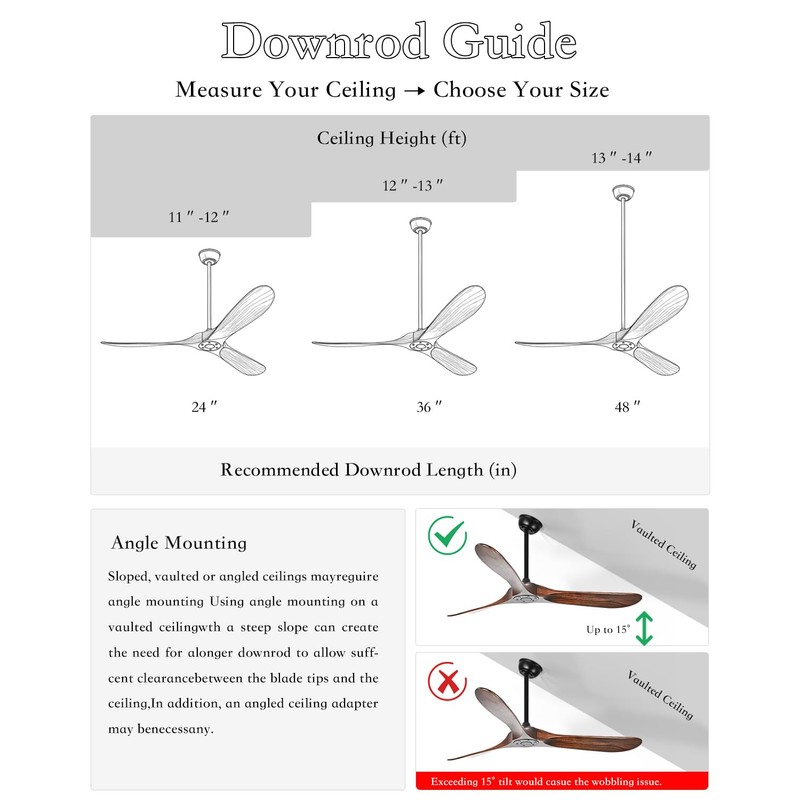 Zronon 36 Inch Ceiling Fan Downrod,Extension Rod for Multiple Ceiling