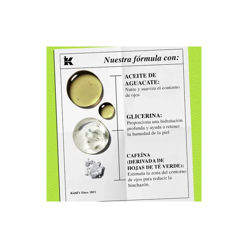 Kiehl Avocado Eye Treatment Crema Contorno Ojos Hidratante Reduce Bolsas