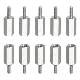 PATIKIL Standoff Screws, 10pcs M2x6mm Male to M3x10mm Female 304 Stainless Steel Thread Reducing Hex Standoff Spacer Screw Nuts Thread Adapters Reducer Extender Conversion Fasteners