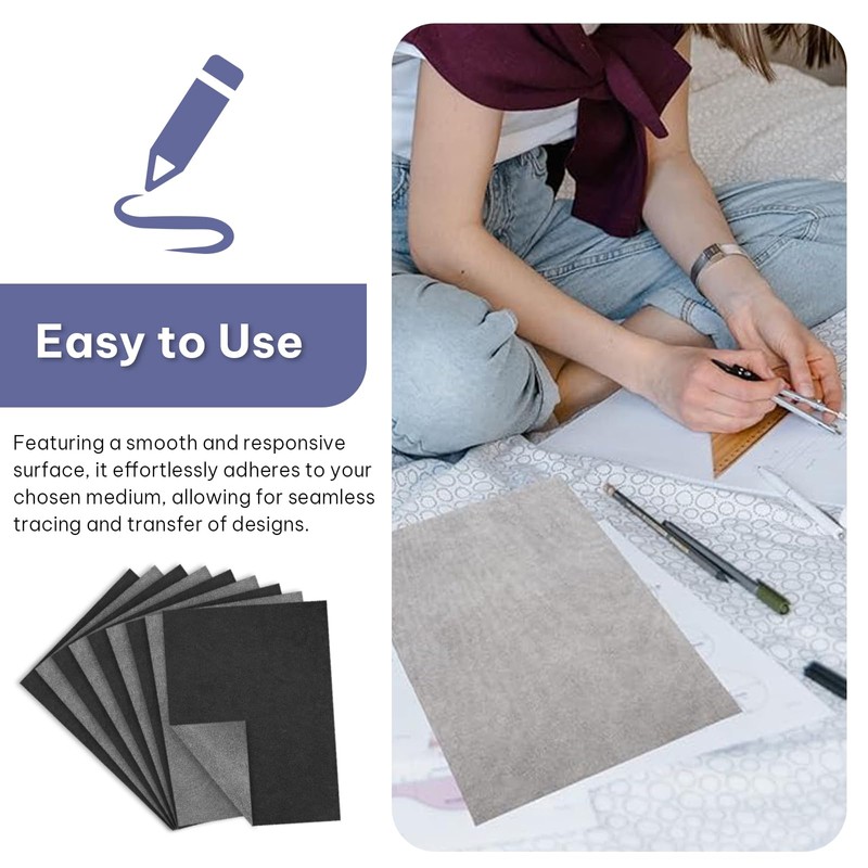 50 Sheets Transfer Paper, Carbon Paper for Tracing, Black Graphite