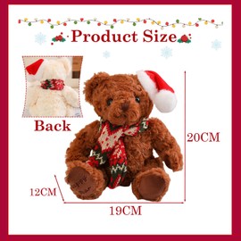 20cm Christmas Suffed Plush Bear Teddy Toy,Scarf Christmas Hat Stuffed Costumed Teddy Bear Plushies Dolls Christmas Soft Toy 8" Christms Teddy Bear Plush Toy Xmas Gifts for Kids Xmas Home Decor