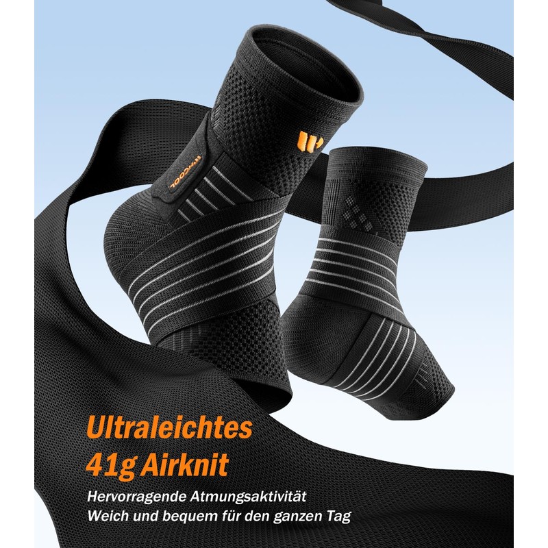 WHCOOL Ankle Support 1 Pair, Knitted Bandage with 30% Wider