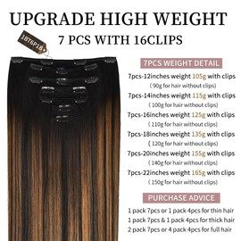 20 Inch Clip-in Hair Extensions Remy Human Hair for Women - Soft Handmade Real Human Hair Clip in Extensions, Straight, Thick, 155g 7pcs #(1BT6) P1B Color