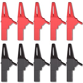 Goupchn 10PCS Heavy Duty Alligator Clips Full Insulated Safe Crocodile Clips with 4mm Banana Jack Socket for Automotive Car Battery Electrical Testing Red+Black