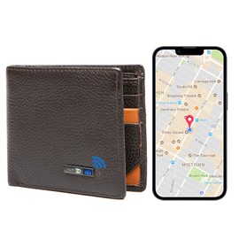 Electronic Finder Anti-Lost Bluetooth Wallet Tracker, Mens Wallet with GPS Position Locator & Finder (Carbon Black) (Coffee)