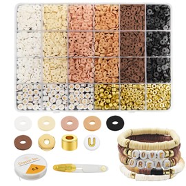 Mooshy Beads for bracelets, 2414 pieces beads for threading, 6 mm polymer clay beads, make your own bracelets with letters for bracelets, necklaces, friendship bracelet make yourself