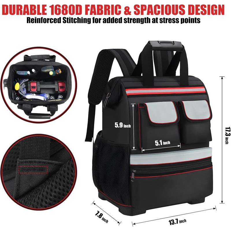 TooCust Construction Backpack Heavy Duty with Hard Bottom, Tool Backpack
