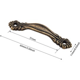 5Pcs Vintage Kitchen Pull Cabinet Door Knobs Handle Bar Furniture Bow Handle 2.56"x 0.43" for Drawer Wardrobe Cupboard Drawer Closet Dresser Furniture Box Case Chest