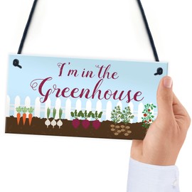 Red Ocean Im In The Greenhouse Sign Hanging Wall Door Plaque Garden Shed Summerhouse Sign Gift For Him Her Friendship Gift