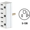 Leviton 15 Amp, 125 Volt, Triple Outlet Adapter, 697-W, White