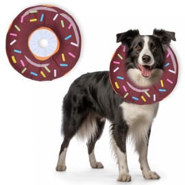 Dog Cones for Small Dogs,Comfortable Adjustable Soft Dog Cone After Surgery，Soft Protective Recovery Cone for Dogs and Cats,Washable Dog Elizabethan Collar Stop Licking Wounds (Donut Brown, L)