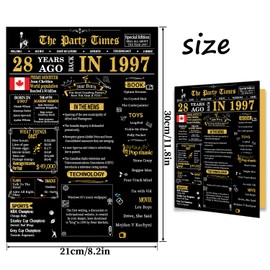 28th Birthday Cards, 28th Black Gold Birthday Decorations, Best 28 year old Birthday Gifts for Women Men, Happy Birthday Cards for Her Him