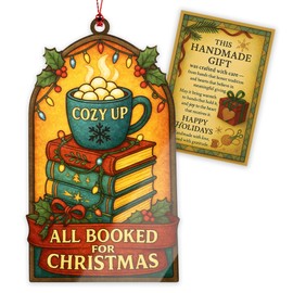 Book ornament, book lover gifts for women, bookish gift, gifts for readers, Teacher, librarian, reader, Xmas ornament for tree, Suncatcher Effect stained glass window hanging, car hanging accessories