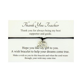Lucor Teacher Gifts | Thank You Teacher Gifts | Appreciation Gifts | End of Year End of Term Teacher Gift | Teacher Wish Bracelet | Gifts for Teacher(Black)
