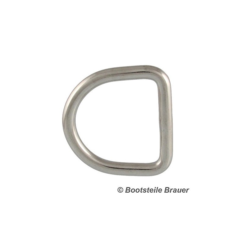 BOOTSTEILE BRAUER Pack of 5 D-Ring Welded, Polished, Diameter 8