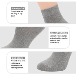 SERISIMPLE Women Thin Viscose Bamboo Above Ankle Sock Breathable Lightweight Classic Crew Casual Mesh Socks 5 Pairs (US, Alpha, Large, Regular, Regular, Grey)