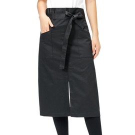 [Kagetsu Design] Long Waist Wrap Apron, Cafe Restaurant, Sommelier, Unisex, Unisex, Men's (Black)