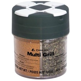 Coghlan's Multi-Grill Shaker – 4-in-1 Outdoor Spice Shaker with Flip-Top Lids for Chicken, Seafood, Steak, and Grilling Blends – Durable, Compact, and Travel-Ready for Camping, RV or BBQs