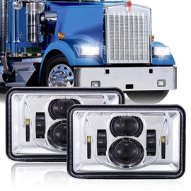 Z-OFFROAD 2pcs 60W 4x6 LED Headlights DOT Approved H4656 H4651 H4652 H4666 H6545 Sealed Beam Rectangular Headlamp for Freightliner KW Peterbilt Oldsmobile Cutlass Trucks - Chrome