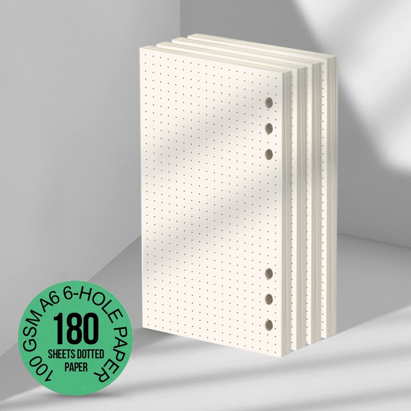 FANDAMEI 180 Sheets/360 Pages A6 Refills Dotted Paper, 100 GSM