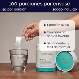 Creatina Monohidratada Creapure® - 100 Porciones, 100% Pura, Hecha en Alemania, Sin Sabor, Solo 1 Ingrediente – Astroonaut