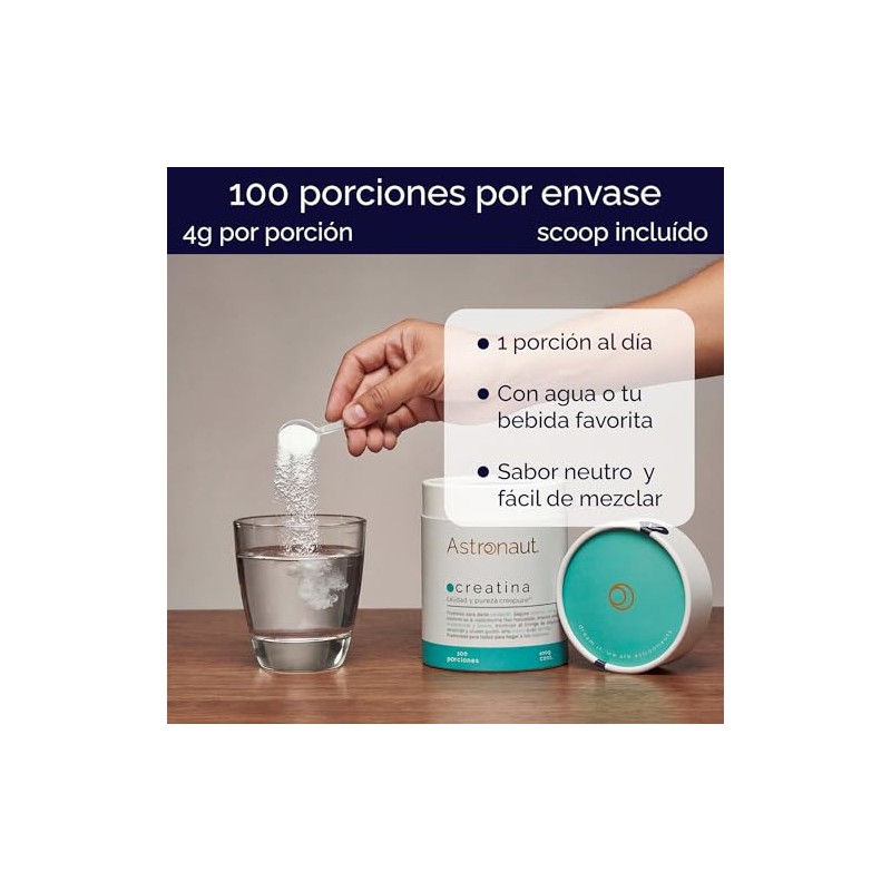 Creatina Monohidratada Creapure® - 100 Porciones, 100% Pura, Hecha en
