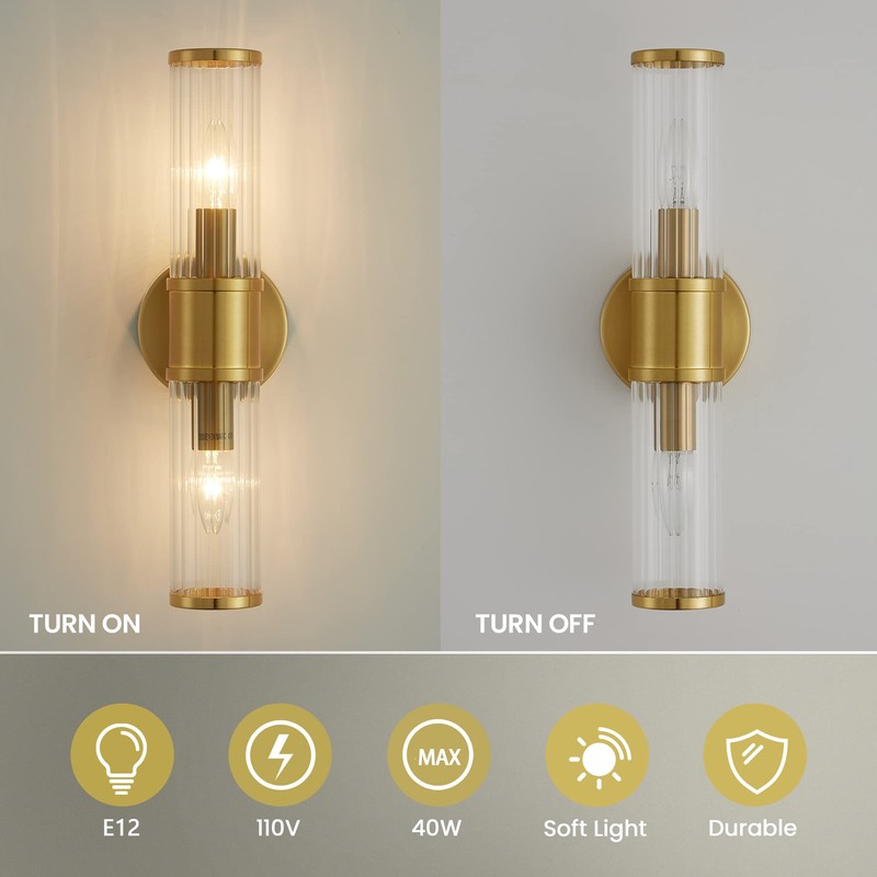 Linour Bathroom Light Fixtures - Gold Wall Sconce Wall Lighting