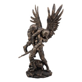 Ebros Gift Hacksaw Ridge Guardian Angel Military Soldier Carrying A Wounded Brother Figurine 13" Tall Marine Special Unit Hero of The American US Army Statue Patriotic Decor War Combat Sculpture