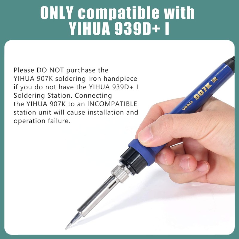 YIHUA 907K Replacement Soldering Iron Handpiece/Handle for Yihua 939D+ I
